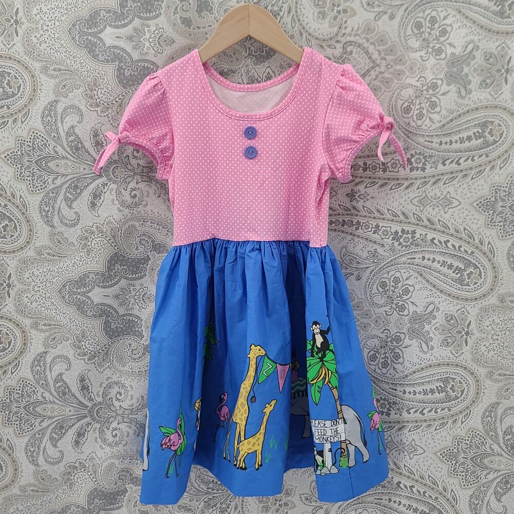 Eleanor Rose Field Trip Zoo Rhonda Dress Grils Size 6-7 Pink Polka Dots Whimsy